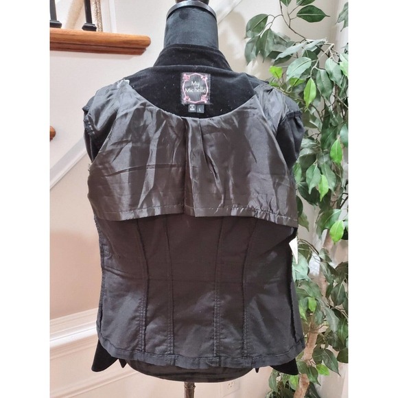 My Michelle Women's Black Cotton Long Sleeve Buttons Front Casual Jacket Size L - Picture 10 of 14